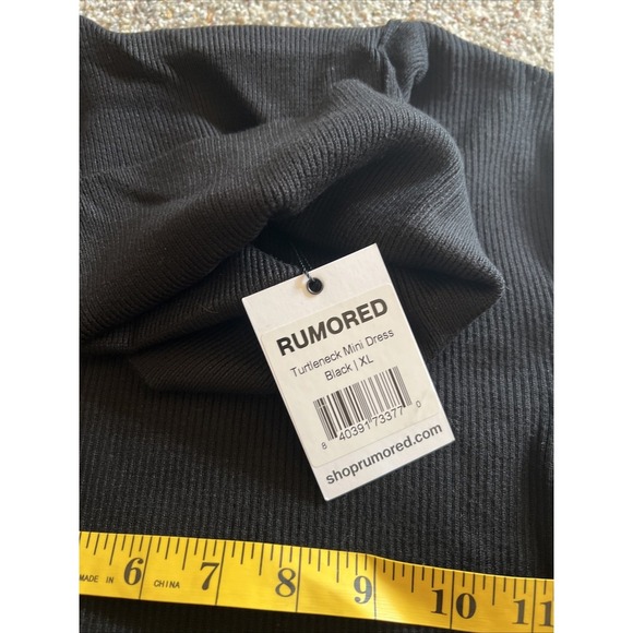 Rumored turtleneck mini dress women black XL NWT Long sleeve - Picture 4 of 7